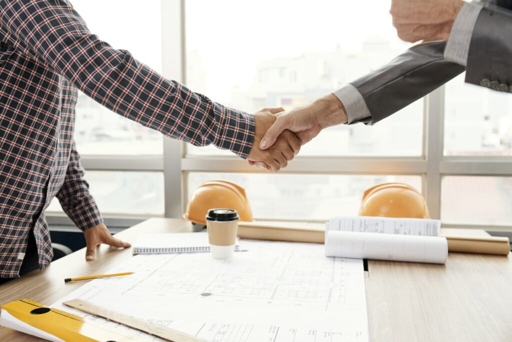 Business handshake after meeting